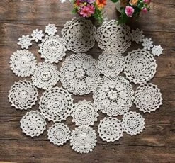 Set Of 24 Hand Crochet Doilies Lace 2-7 Inch Round Cotton Beige Vintage (24pcs Beige) -Wilton Shop 61IHNk1aMEL. AC