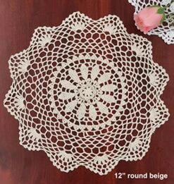 6PCS 12" Round Crochet Lace Doily Beige 100% Cotton Handmade, Set Of 6 Pieces -Wilton Shop 61IV4ejcsNL