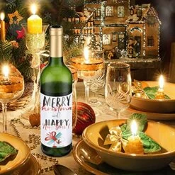 54 Pieces Christmas Wine Bottle Label Stickers Christmas Party Wine Bottle Decorations Xmas Wine Bottle Cover Santa Snowmen Elk Labels Stickers For Christmas Party Supplies Decor (Cartoon Style) -Wilton Shop 61JUPWaBkXL