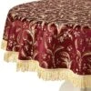 Uxury Damask Floral Design, Polyester Jacquard, With Fringes Tablecloths, 60 In, Burgundy -Wilton Shop 61JrAheY2IL