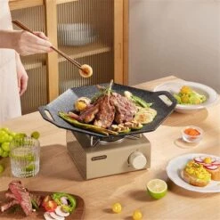 KOAIUS Glass Cooking Pot Baking Plate Household Induction Cooker Barbecue Plate Commercial Non-stick Pot Cassette Furnace Outdoor Teppanyaki Pot
