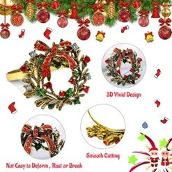 Set Of 8 Christmas Wreath Napkin Rings Set- Diamond Wreath Xmas Napkin Ring Holders For Cloth Napkins, Christmas Holiday Party Dinner Table Decoration 14 Set Of 8 Christmas Wreath Napkin Rings Set- Diamond Wreath Xmas Napkin Ring Holders For Cloth Napkins, Christmas Holiday Party Dinner Table Decoration -Wilton Shop 61KOVs9fClL
