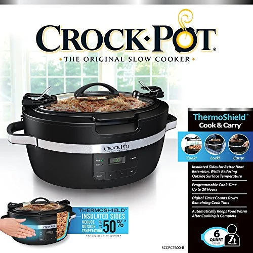Crock-Pot Pot Thermoshield Easy Carry Handles |6 Quart Manual Slow Cooker, Black 7 Crock-Pot Pot Thermoshield Easy Carry Handles |6 Quart Manual Slow Cooker, Black - Image 5
