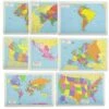 Educational Placemat Sets; USA, World, Europe, Asia, Africa, South America, Central America, Canada Maps [Set Of 8] -Wilton Shop 61LMfisQdWL