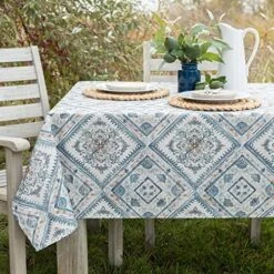 Indoor Outdoor Spillproof Fabric Tablecloth For Spring/Summer/Party/Picnic (Blooming Floral, 60" X 84" Rectangular) -Wilton Shop 61Lpet5EMoL. AC
