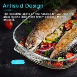 Glass Baking Dish Rectangular Glass Baking Pan Glass Baking Dish For Oven Glass 2.5 QTPan For Cooking Oven Glass Bakeware Clear Glass Baking Dish With Handles Oblong Glass Casserole Dish -Wilton Shop 61Lq6vd0fFS