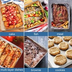 Baking Sheet Rectangular Cake Pan, Stainless Steel Lasagna Pan For Lasagna Brownie Fish Meats, 9.7-inch By 12.3-inch, Heavy Duty & Easy Clean, Rectangle - Silver -Wilton Shop 61MqJTzHUWL