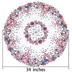 Embroidered July 4th Holiday Patriotic Tablecloth For American Independence Memorial Day (Round 34 Inches) -Wilton Shop 61NDPLeg04S
