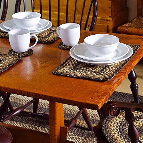 Kilimanjaro Premium Jute Braided Small Table Runner 8" X 28" (Set Of 2) Rectangular Black Reversible, Natural Jute Yarn Rustic, Country, Primitive, Farmhouse Style Kitchen Tabletop 4 Kilimanjaro Premium Jute Braided Small Table Runner 8" X 28" (Set Of 2) Rectangular Black Reversible, Natural Jute Yarn Rustic, Country, Primitive, Farmhouse Style Kitchen Tabletop - Image 2