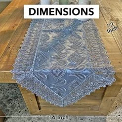 Hop LC Grey Farmhouse Table Runner 72 Inches Long For Dining Paisley Doilies Embroidered Boho Style Polyester Room Decor Kitchen Rustic Lace Tablecloth For Wedding Decorations -Wilton Shop 61NPfcrRqkL