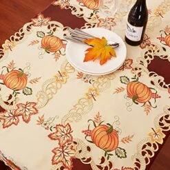 Thanksgiving Harvest Pumpkins Table Runners For Autumn Or Fall Decorations, Embroidery (14 × 69 Inches) -Wilton Shop 61NvE94Z7oS
