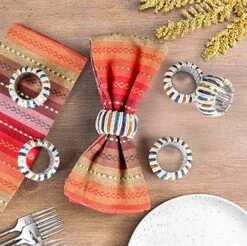 Sequin Beaded Napkin Rings Set, Blue Napkin Ring Set Of 12, Beaded Napkin Holders, Perfect For Christmas, New Year Party, Events, Everyday Use, Family Dinners, Holidays- Navy Multi -Wilton Shop 61OROwTwSwL