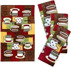 Kitchen Designers Set Of 4 Soft Cotton Dish Towels, 15 In X 25 In, Love Life -Wilton Shop 61OfufuamnL. AC