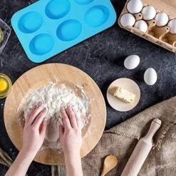 3 Packs Silicone 6 Cavities Oval Shape Cake Mold, FindTop Homemade Craft Soap Mold Cake Mold For Cake Baking Tart Pudding Cookie Making- Pink, Purple, Blue -Wilton Shop 61PQWfrdhML