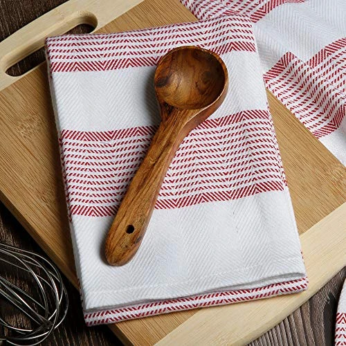 Stripe Kitchen Towels | Pack Of 6 | 18 X 28 Inches | Highly Absorbent |100% Cotton Dish Towels | Tea Towels | Bar Towels | Red 4 Stripe Kitchen Towels | Pack Of 6 | 18 X 28 Inches | Highly Absorbent |100% Cotton Dish Towels | Tea Towels | Bar Towels | Red - Image 2
