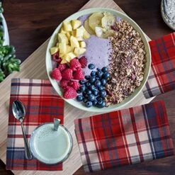 20"x20" Cloth Napkins Set Of 12 Cotton, Dinner Napkins Cloth Washable, Buffalo Plaid Checks Premium Over Sized Blue With Mitered Corners, Ultra Soft, Durable Hotel Quality Red/Blue/White July 4th -Wilton Shop 61R4yvOGJaL