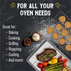 Baking Sheets For Oven - Half Sheet Pan With Stainless Steel Wire Rack Set 1-Pack - Easy Clean Cookie Sheets, Aluminum Bakeware -Wilton Shop 61To5qeb8AL
