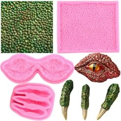Dragon Silicone Fondant Molds Dinosaur Claws Skin Eyes Cake Decorating Mold For Cake Candy Chocolate Baking Set Of 3