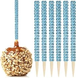 32 PCS Bling Candy Apple Bamboo Sticks, Caramel Apple Wooden Pointed Skewers With Rhinestones Diamond Mesh Wrap, Fruit Treats Pop Dec Bar For Dessert Table Tea Party Birthday Wedding Buffet(Silver) -Wilton Shop 61UwD2LbBqL. AC