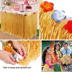 Luau Hawaiian Party Decorations, 105pcs Tropical Party Supplies With Grass Table Skirt, Palm Leaves,Hibiscus Flowers,Hawaiian Balloons For Beach Summer Tikki Hawaiian Theme Party -Wilton Shop 61VUzrg56wL