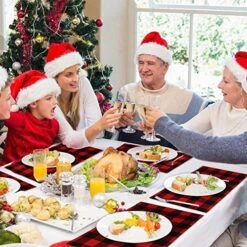 6pcs Buffalo Plaid Placemats Red And Black Buffalo Check Placemats, Reversible Cotton Burlap Christmas Placemats For Home Holiday Christmas Table Decorations, 12 X 18 Inch -Wilton Shop 61WRoF2o7aL