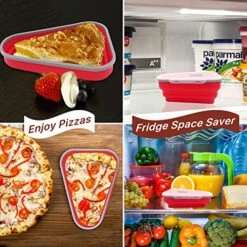 GENERIC Pizza Storage Container,Expandable Red Pizza Slice Container With 5 Microwavable Serving Trays,Reusable Pizza Keeper Of Leftover Pizza 12 GENERIC Pizza Storage Container,Expandable Red Pizza Slice Container With 5 Microwavable Serving Trays,Reusable Pizza Keeper Of Leftover Pizza -Wilton Shop 61XxNKBoNZL