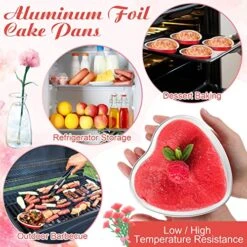 100 Sets 9 Oz Heart Shaped Cake Pans With Lid Aluminum Foil Disposable Cupcake Baking Pan Muffin Tin Liner Ramekins Pudding Cooking Cup For Wedding Baby Shower Party Valentine Mother Day(null) -Wilton Shop 61ZXZklbe3L