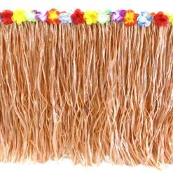 9 Feet X29 Luau Grass Table Skirt, Hawaiian Luau Libiscus Table Skirt For Hawaiian Party, Luau Party Supplies, Luau Party Decorations, Moana Birthday Party (Natural Hay Grass) -Wilton Shop 61ZZYa6OgOL