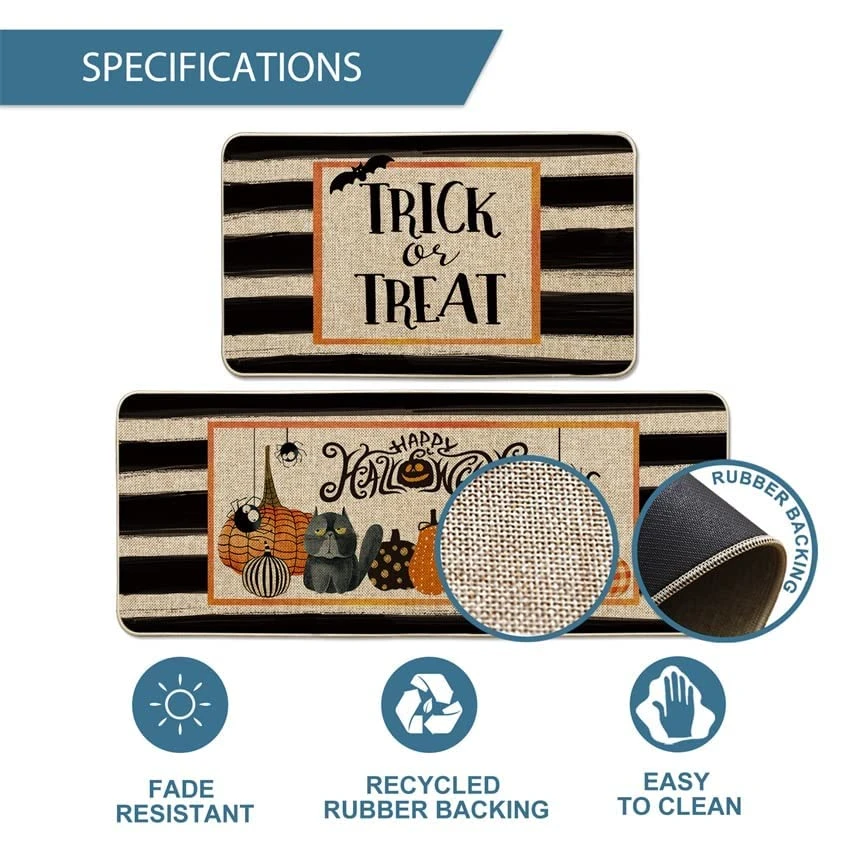 Artoid Mode Trick Or Treat Happy Halloween Decorative Kitchen Mats Set Of 2, Spooky Boo Holiday Party Low-Profile Floor Mat For Home Kitchen - 17x29 And 17x47 Inch 7 Artoid Mode Trick Or Treat Happy Halloween Decorative Kitchen Mats Set Of 2, Spooky Boo Holiday Party Low-Profile Floor Mat For Home Kitchen - 17x29 And 17x47 Inch - Image 5