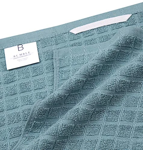 Kitchen Towels 16"x 28" | Dish Towels | Kitchen Hand Towels | Large Dishcloths Set | Highly Absorbent Tea Towel, Soft With Hanging Loop | Natural Ring Spun Cotton, 380 GSM | Aqua Check Design - 6 Pack 5 Kitchen Towels 16"x 28" | Dish Towels | Kitchen Hand Towels | Large Dishcloths Set | Highly Absorbent Tea Towel, Soft With Hanging Loop | Natural Ring Spun Cotton, 380 GSM | Aqua Check Design - 6 Pack - Image 3