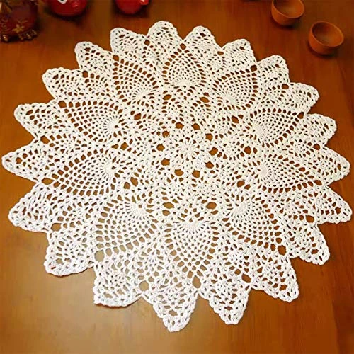 20 Inch Lace Doilies Table Placemats Handmade Crochet Cloth Round Coasters Knitted Doilies For Tables Sofa Cover, 100% Cotton (Beige) 3 20 Inch Lace Doilies Table Placemats Handmade Crochet Cloth Round Coasters Knitted Doilies For Tables Sofa Cover, 100% Cotton (Beige)