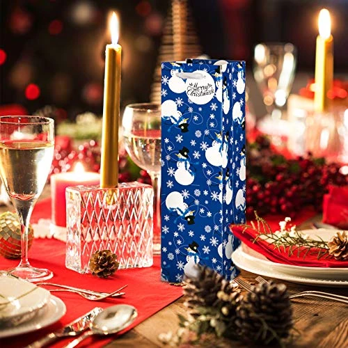 12 Pack Winter Wine Bags Wine Gift Bags With Handle And Tags Blue Snowman Xmas Tree Snowflake Stripe Bottle Bags For Winter Holiday Christmas Party Favor Home Table Decoration, 4 Design 9 12 Pack Winter Wine Bags Wine Gift Bags With Handle And Tags Blue Snowman Xmas Tree Snowflake Stripe Bottle Bags For Winter Holiday Christmas Party Favor Home Table Decoration, 4 Design - Image 7
