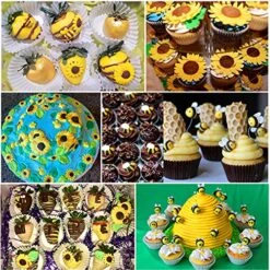 Rain (Set Of 3) Sunflower Silicone Fondant Molds, Chocolate Polymer Clay Molds, Flower Bee Leaves Mold For Baby Shower Birthday Cake Sugar Craft Cookies Cupcake Decorating -Wilton Shop 61cTI0k3CWL