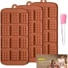 Waffle Chocolate Moulds Silicone Candy Molds, 3PCS12-Cavity Small Break Apart Chocolate Molds Non-Stick Reusable DIY Baking Molds Candy Protein & Energy Bar Moulds + 1 Dropper 2 Waffle Chocolate Moulds Silicone Candy Molds, 3PCS12-Cavity Small Break Apart Chocolate Molds Non-Stick Reusable DIY Baking Molds Candy Protein & Energy Bar Moulds + 1 Dropper -Wilton Shop 61ciN0BJJLL