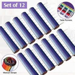12 Pcs Mexican Serape Table Runner Mexican Party Table Blanket Serape Colorful Striped Runner Fringe Cotton Table Runner Decoration For Cinco De Mayo Fiesta Party Wedding 14 X 84 Inch (Classic Style) -Wilton Shop 61d9lQAVHkL