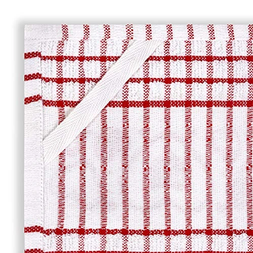 Backyard Chickens Windowpane Check Cotton Terrycloth Kitchen Towels, Set Of 4 (Red) 6 Backyard Chickens Windowpane Check Cotton Terrycloth Kitchen Towels, Set Of 4 (Red) - Image 4