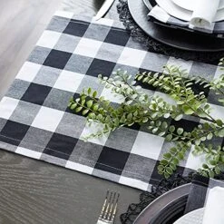 Buffalo Check Collection, Classic Farmhouse Table Runner, 14x72, Black & White -Wilton Shop 61eZFbIpQkL