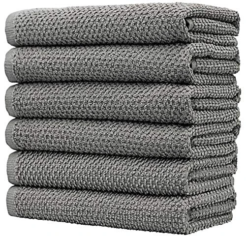 Premium Kitchen Towels - Large Cotton Kitchen Hand Towels | 6 Pack - Popcorn Design (16" X 26") | 430 GSM Highly Absorbent Tea Towels Set With Hanging Loop | Kitchen Towels Cotton | Grey 5 Premium Kitchen Towels - Large Cotton Kitchen Hand Towels | 6 Pack - Popcorn Design (16" X 26") | 430 GSM Highly Absorbent Tea Towels Set With Hanging Loop | Kitchen Towels Cotton | Grey - Image 3