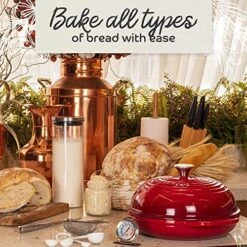 Enameled Cast Iron Bread Pan With Lid, 11” Red Bread Oven Cast Iron Sourdough Baking Pan, Dutch Oven For Bread, No Seasoning Needed -Segretto Cookware -Wilton Shop 61fFfObW72L