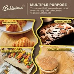 220 Pcs Unbleached Parchment Paper Baking Sheets, Baklicious Pre-cut Heavy Duty Parchment Baking Paper For Air Fryer, Oven, Bakeware, Steaming, Cooking Bread, CupCake, Cookies -Wilton Shop 61fZNf8C31L