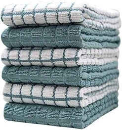 Kitchen Towels 16"x 28" | Dish Towels | Kitchen Hand Towels | Large Dishcloths Set | Highly Absorbent Tea Towel, Soft With Hanging Loop | Natural Ring Spun Cotton, 380 GSM | Aqua Check Design - 6 Pack 29 Kitchen Towels 16"x 28" | Dish Towels | Kitchen Hand Towels | Large Dishcloths Set | Highly Absorbent Tea Towel, Soft With Hanging Loop | Natural Ring Spun Cotton, 380 GSM | Aqua Check Design - 6 Pack -Wilton Shop 61hhq4ddgWL. AC