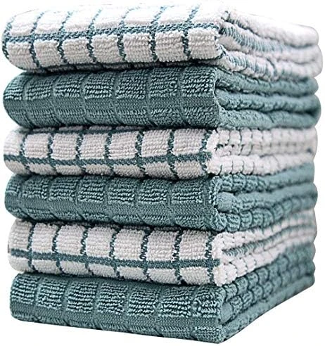 Kitchen Towels 16"x 28" | Dish Towels | Kitchen Hand Towels | Large Dishcloths Set | Highly Absorbent Tea Towel, Soft With Hanging Loop | Natural Ring Spun Cotton, 380 GSM | Aqua Check Design - 6 Pack 16 Kitchen Towels 16"x 28" | Dish Towels | Kitchen Hand Towels | Large Dishcloths Set | Highly Absorbent Tea Towel, Soft With Hanging Loop | Natural Ring Spun Cotton, 380 GSM | Aqua Check Design - 6 Pack - Image 14