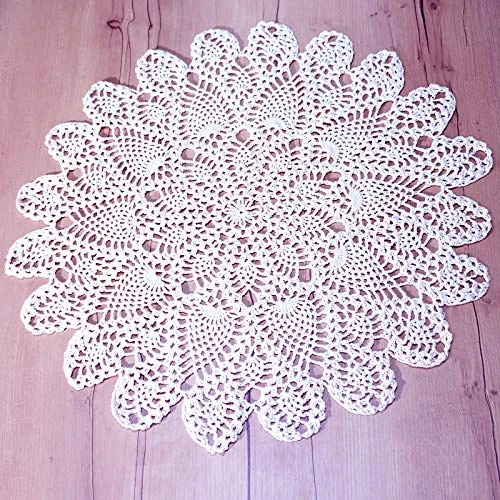 20 Inch Lace Doilies Table Placemats Handmade Crochet Cloth Round Coasters Knitted Doilies For Tables Sofa Cover, 100% Cotton (Beige) 4 20 Inch Lace Doilies Table Placemats Handmade Crochet Cloth Round Coasters Knitted Doilies For Tables Sofa Cover, 100% Cotton (Beige) - Image 2