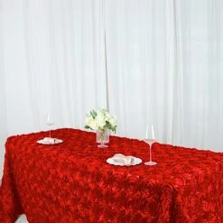 90x132 Red Satin Raised Rosettes Rectangle Tablecloth Wedding Party Dining Room Table Linens 20 90x132 Red Satin Raised Rosettes Rectangle Tablecloth Wedding Party Dining Room Table Linens -Wilton Shop 61htBEr7lRL