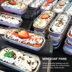 60 Pack Mini Cake Pans With Lids, 6.8oz Aluminum Foil Mini Loaf Pans With Lids, Disposable Cake Pans Baking Cups, Non Stick Loaf Pans For Baking Bread, Cheesecake, Brownie (Pink) -Wilton Shop 61i9XiC6IML