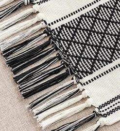 Boho Woven Table Runner 14 X 72 Inches Black And White Rustic Table Runners Modern Farmhouse Style Vintage Rustic Table Runner With Tassels For Dresser Bridal Shower Home Dining Table Decor -Wilton Shop 61kN8aX5SrL