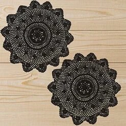 2 Pieces 15 Inch Doilies Crochet For Dressers And End Tables Crafts Disposable Medium Halloween Valentines Doilies Cloth Lace Placemats Coasters Black Cotton Round Vintage Tablecloth -Wilton Shop 61m4I4cJR9L. AC