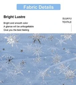Sheer Fabric, Snowflake Silver Foil Organza Fabric, Snowflake Tablecloth Birthday Party Supplies Party Decorations, Christmas Tree Skirt Christmas Decorations Clearance (59" X 118", Blue)