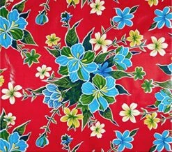 - Waterproof Oilcloth Table Cloth - Wipeable Tablecloths For Picnic - Non-Fading Plastic Table Cover With Better Than Flannel Backing - Hibiscus Red - 55 X 90 In Rectangle -Wilton Shop 61n81lRRYQL