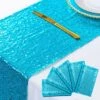 Turquoise Bridal Shower Decorations 14x108-Inch 21st Birthday Decorations Aqua Blue Sequin Table Runners 5pcs -0723S